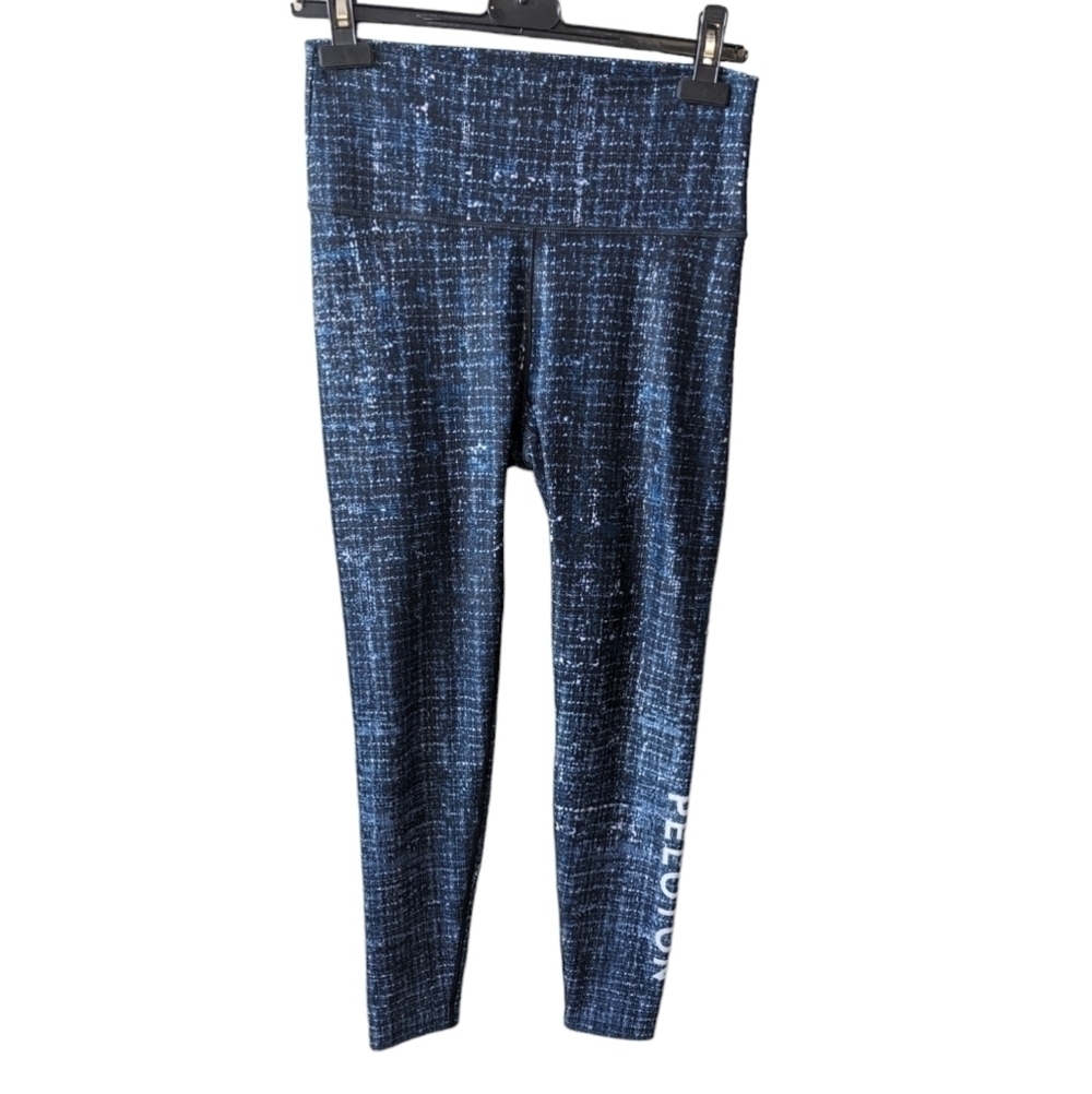 Peloton wear it to heart workout pants checked blue pattern in size large